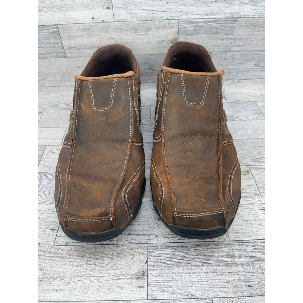 Skechers Mens Relaxed Step 61779 Brown Leather Loafers Slip On Shoes Size 13 - Picture 3 of 13
